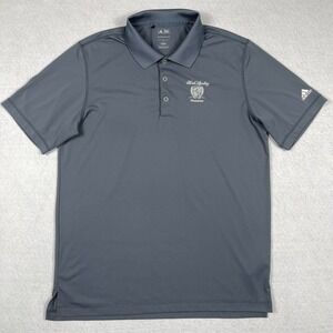 Adidas Polo Shirt Mens Large Gray Golf Brick Landing Plantation Vacation Travel